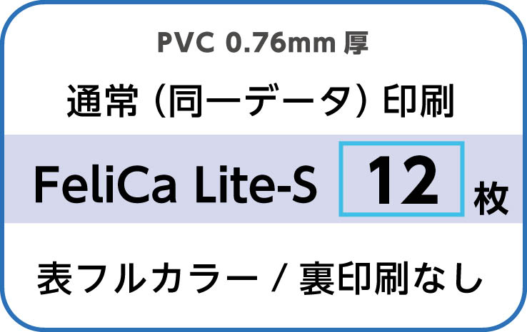 IDカード印刷　通常（同一データ）印刷　FeliCa Lite-S　12枚　裏面なし